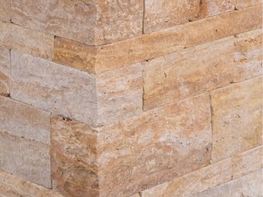 Mauersteine Travertin Gold Rustic Zuschnitt