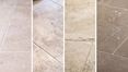 Verschiedene Travertine nebeneinander im Vergleich
