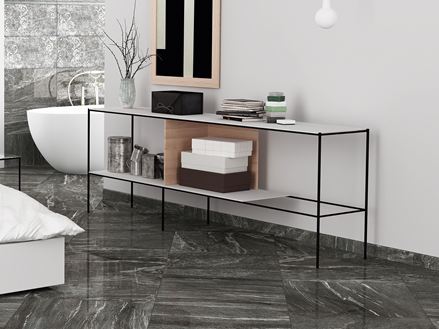 Badezimmer mit Granitoptik-Fliesen Dolomit Black