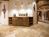 Sideboard aus Holz auf Travertinfliese Rustic im Römischen Verband