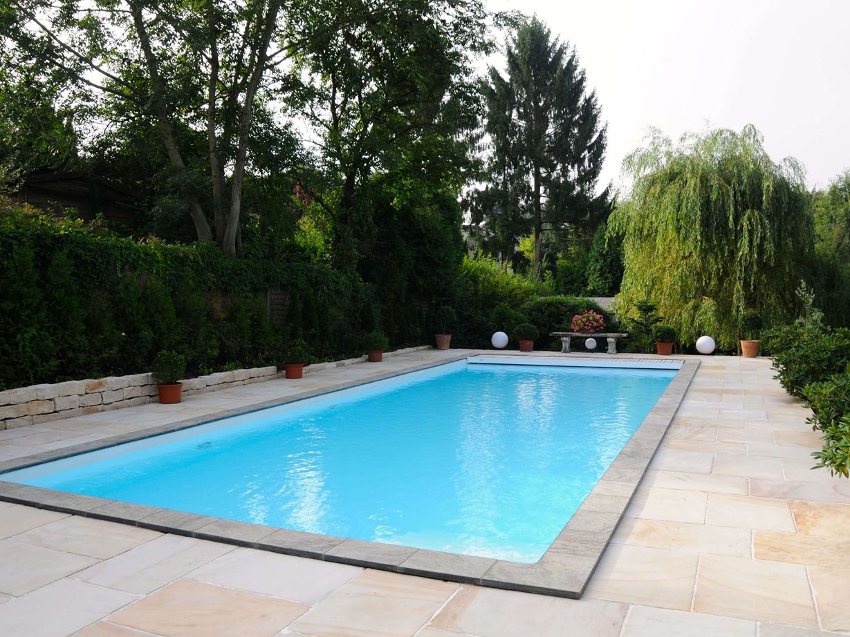 Kundenfoto: Sandstein-Platten Yellow Mint, verlegt im mediterranen Pool-Bereich