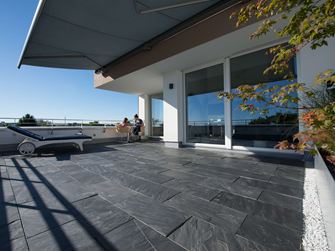 Dachterrasse mit Schieferplatten Black Rustic